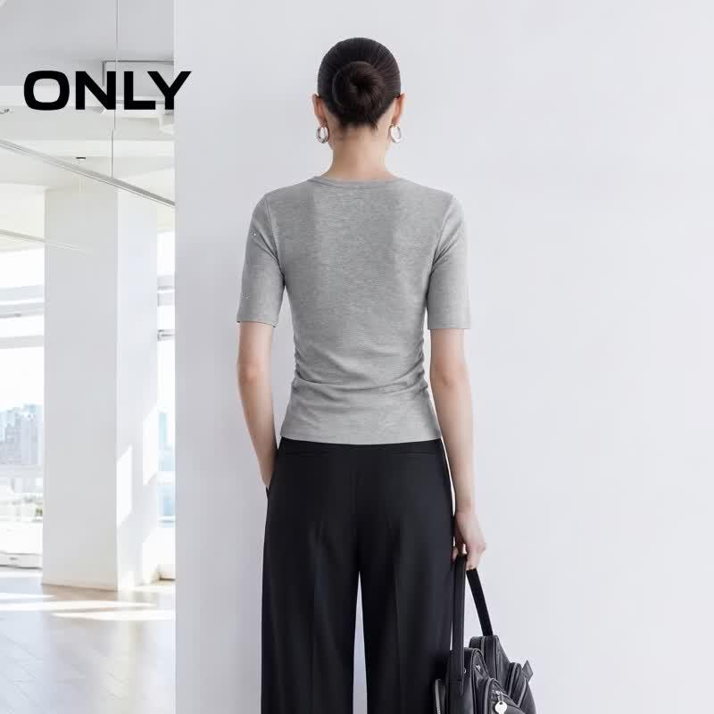 ONLY 2026 Autumn Slim-Fit U-Neck Five-Sleeve T-Shirt