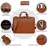 Leather Laptop Briefcase Bag for Men, Vintage Durable Zipper Multi Pocket Office Business Work Travel Carry Messenger Shoulder Crossbody Bag