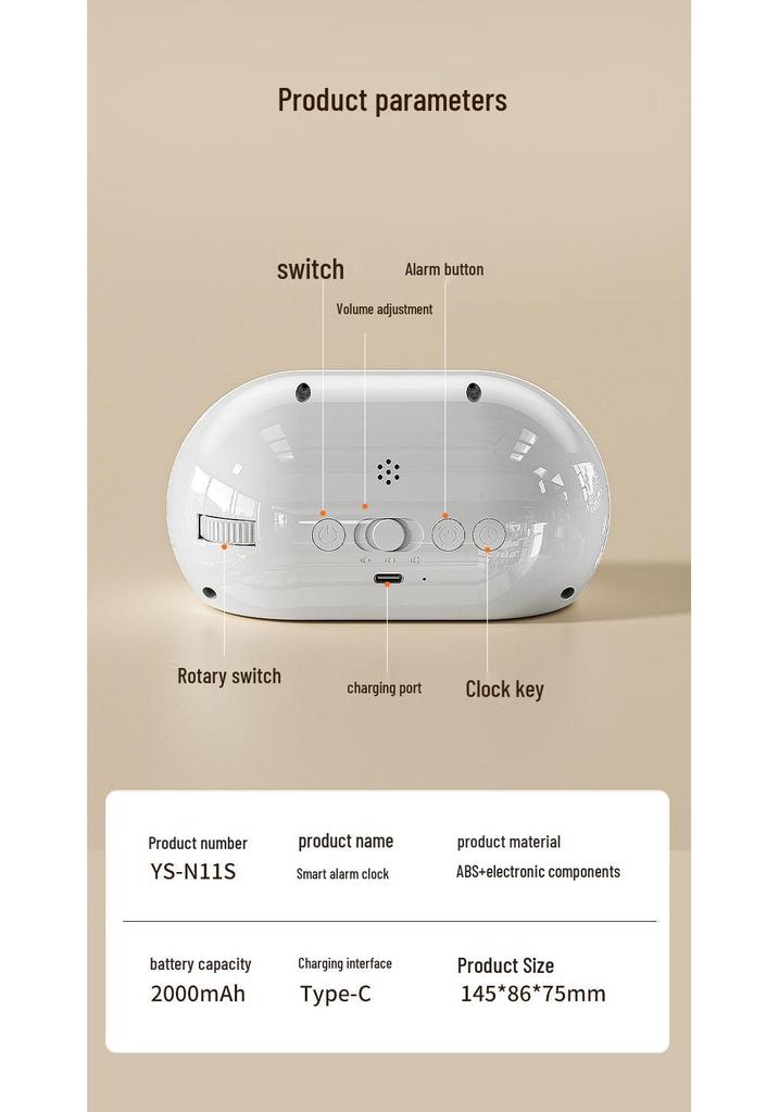 Smart Alarm Clock with Large Display, Visual Timer, Loud Volume, Long Battery Life, and Mini USB Connectivity.