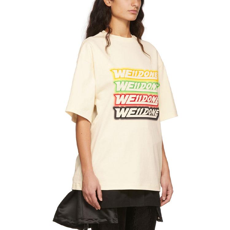 WE11DONE Ss22 Colorful Barrage Logo Round Neck Short Sleeve T-Shirt Unisex Tops Ivory WD-TT1-22-652-U-IV