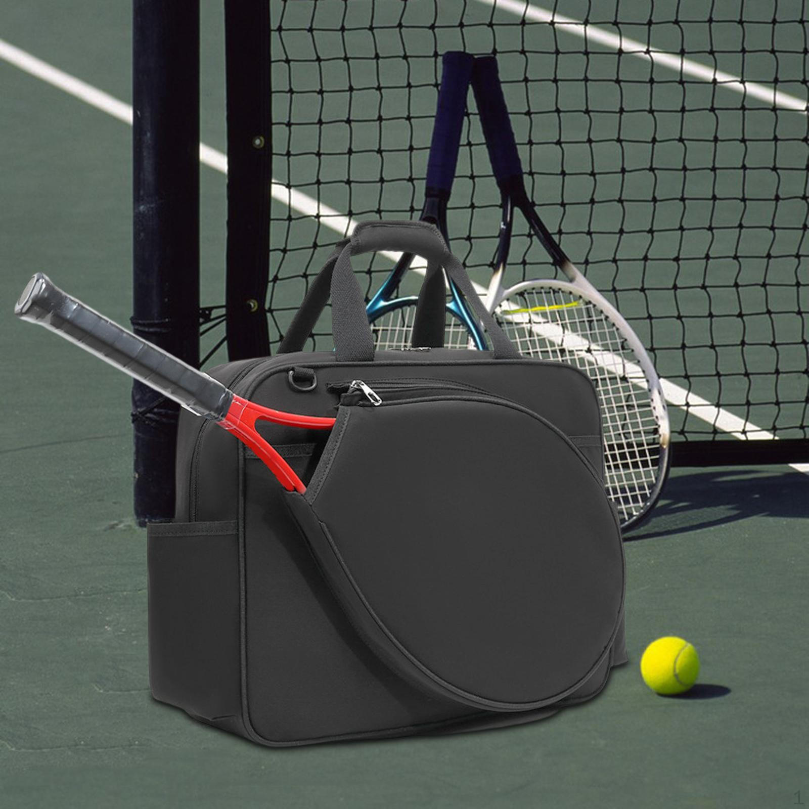 

Сумка-тоут для бадминтона и тенниса, профессиональная, многофункциональная, для хранения ракеток для пиклбола, холщовая Black