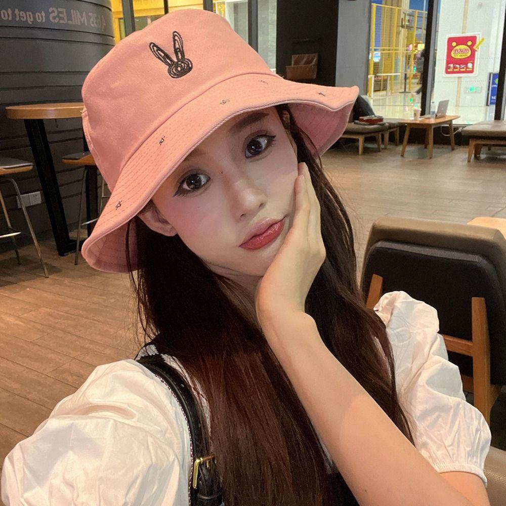 

Solid Color Travel For Men For Women Rabbit Fisherman Hat Women Cap Bucket Hat Sun Protection Hat чёрный