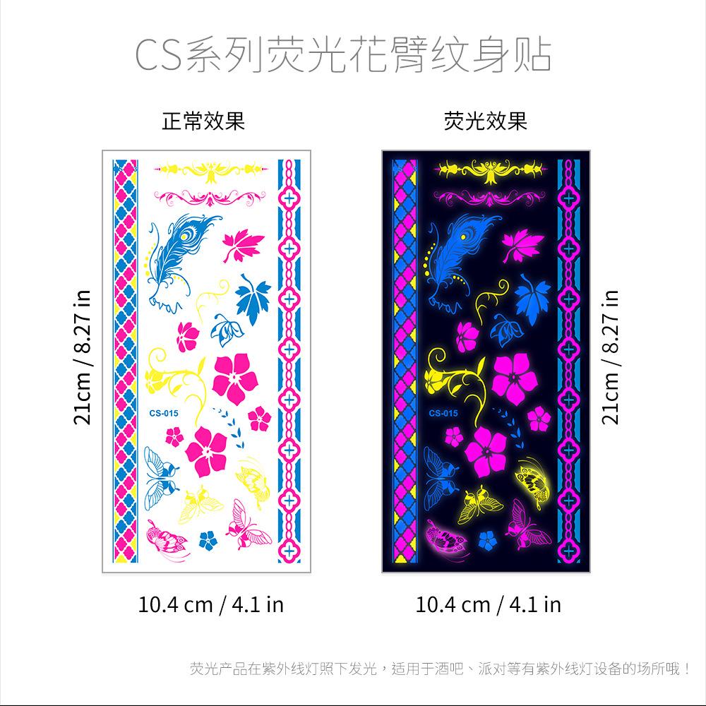 Hot Creative Fluorescent Flower Arm Tattoo Sticker Face Sticker Waterproof Music Festival Arm Tattoo Sticker