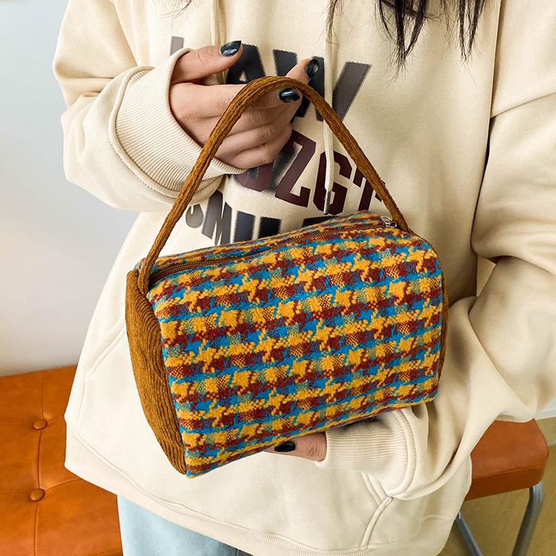 Silberpuder Gewebte Textur Make-up Tasche - Tragbarer Organizer