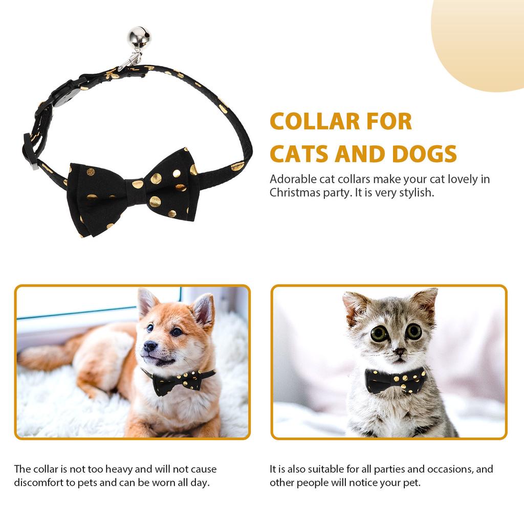 Adjustable Bowknot Cat Collar Polka Festive Party Decor Comfortable Skin Friendly Breathable Detachable Bell Cat