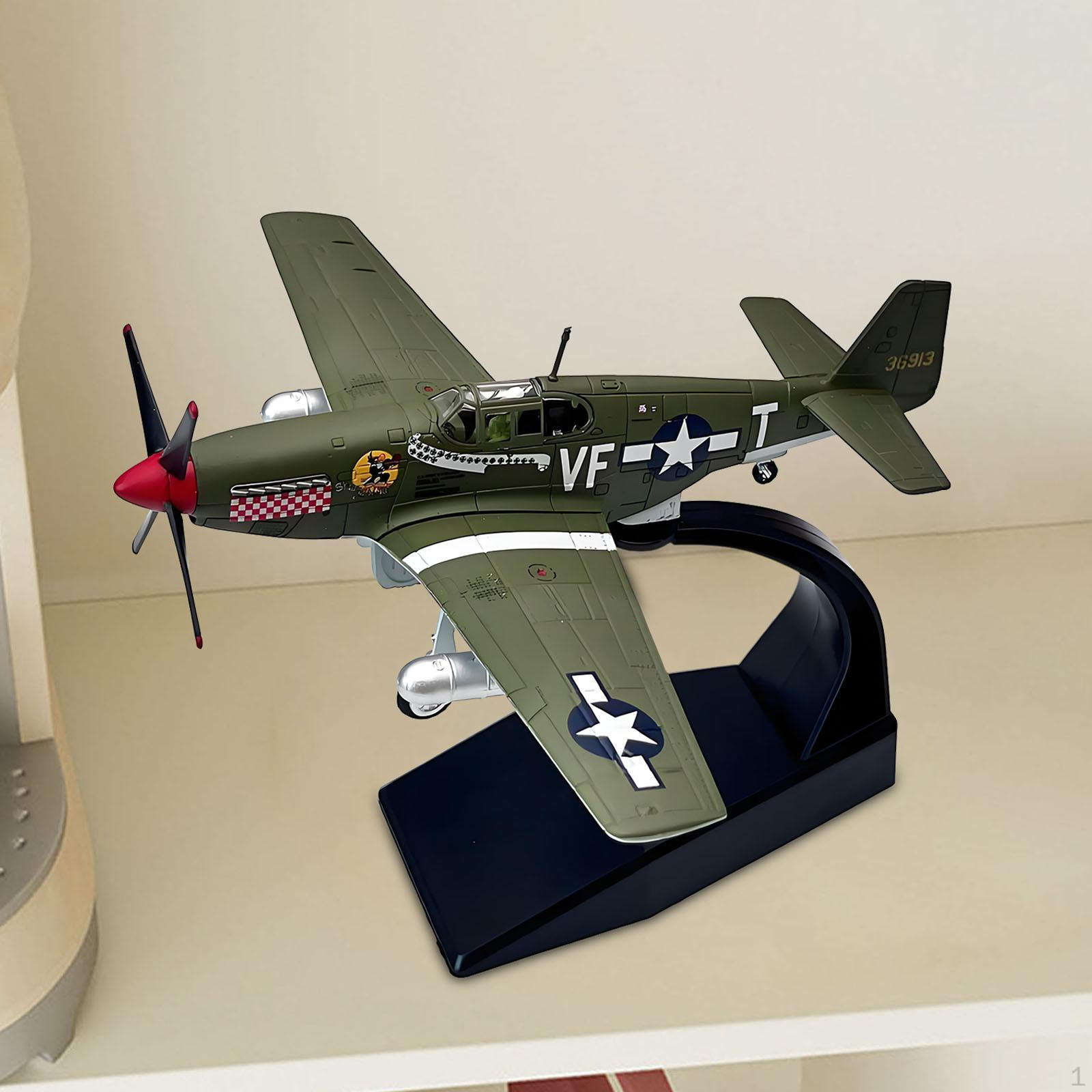 

1/72 American P51 Fighter Jet Model Mini Plane Decor Collector Gift Airplane Display for Shelf