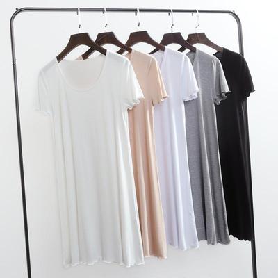 Sommer Modal Kurzarm Damen Mittellanges Lockeres Hemdkleid Nachthemd