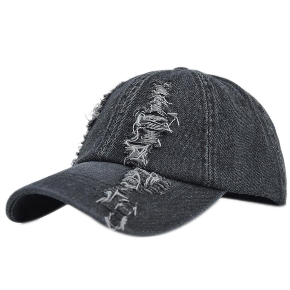 Retro denim baseball cap washed hole baseball cap sun visor peaked cap sun hat hikingcasual hat adjustable