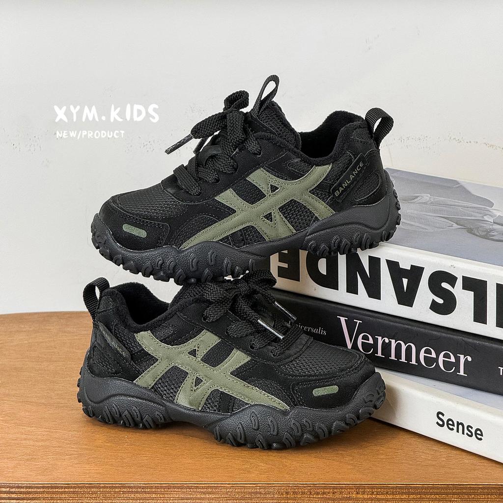 2025 winter new children's casual shoes retro contrasting two cotton shoes non-slip tire sole men's and women's sports shoes