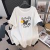 Plus Size Short-Sleeve Loose Mid-Length Round Neck T-Shirt for Women (200/300/350 Jin)