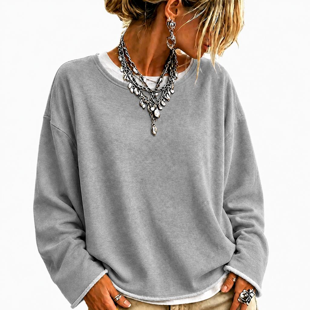 Damen Freizeit gestreift locker geschnitten Langarm Sweatshirt Top