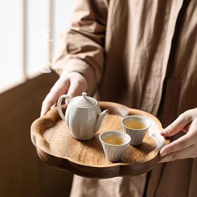 Walnut Chinese Style Teapot with Lace Dry Foam Tray Household Tea Tray