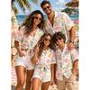 Summer Men's Family Wear Beach Hawaiian Shirt Tropical Summer Style Sandcastle Palm Tree Print Shirt Vacation Gift Child T-Shirt