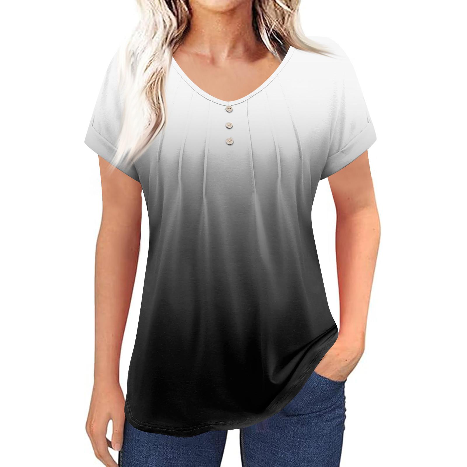 

Женские летние топы, повседневные, с оборками, коротким рукавом, круглым вырезом, свободные, плиссированные футболки L чёрный