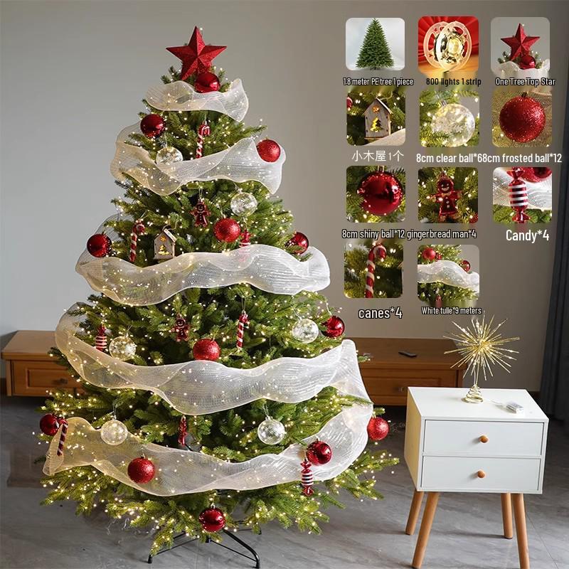2025 Large Luminous Christmas Tree with Ornaments for Indoor Decoration