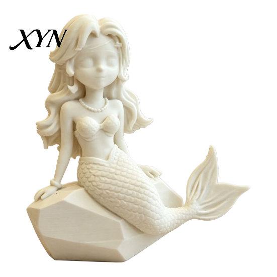 Minimalist Mermaid Sculpture 3D Printed Action Figure, Dark Gothic Style Figurine with Matte Black Finish, Movable Joints Fade-resistant Home Ornament