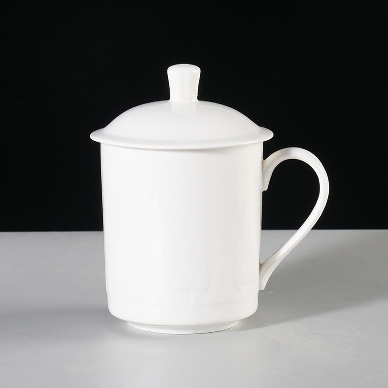 Цзиндэчжэнь чайная чашка бытовая керамическая чашка с крышкой большая вместимость чашка для воды офисная чайная чашка коммерческая конференц-чашка гравировка 500ml