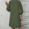 Women's Fashion Elegant Holiday Solided Color Round Neck 3/4 Sleeve Cotton Polyester Midi Dress