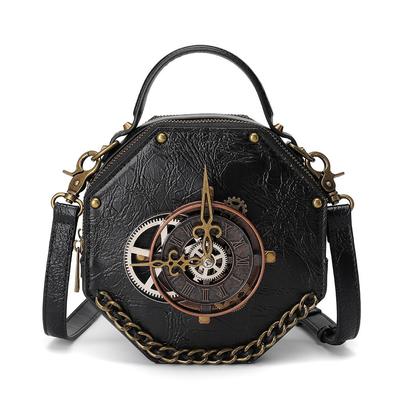 Steampunk Small Shoulder Bags for Women Crossbody Vintage Rivet Top Handle Bags Pack Handbags Great Quality Black