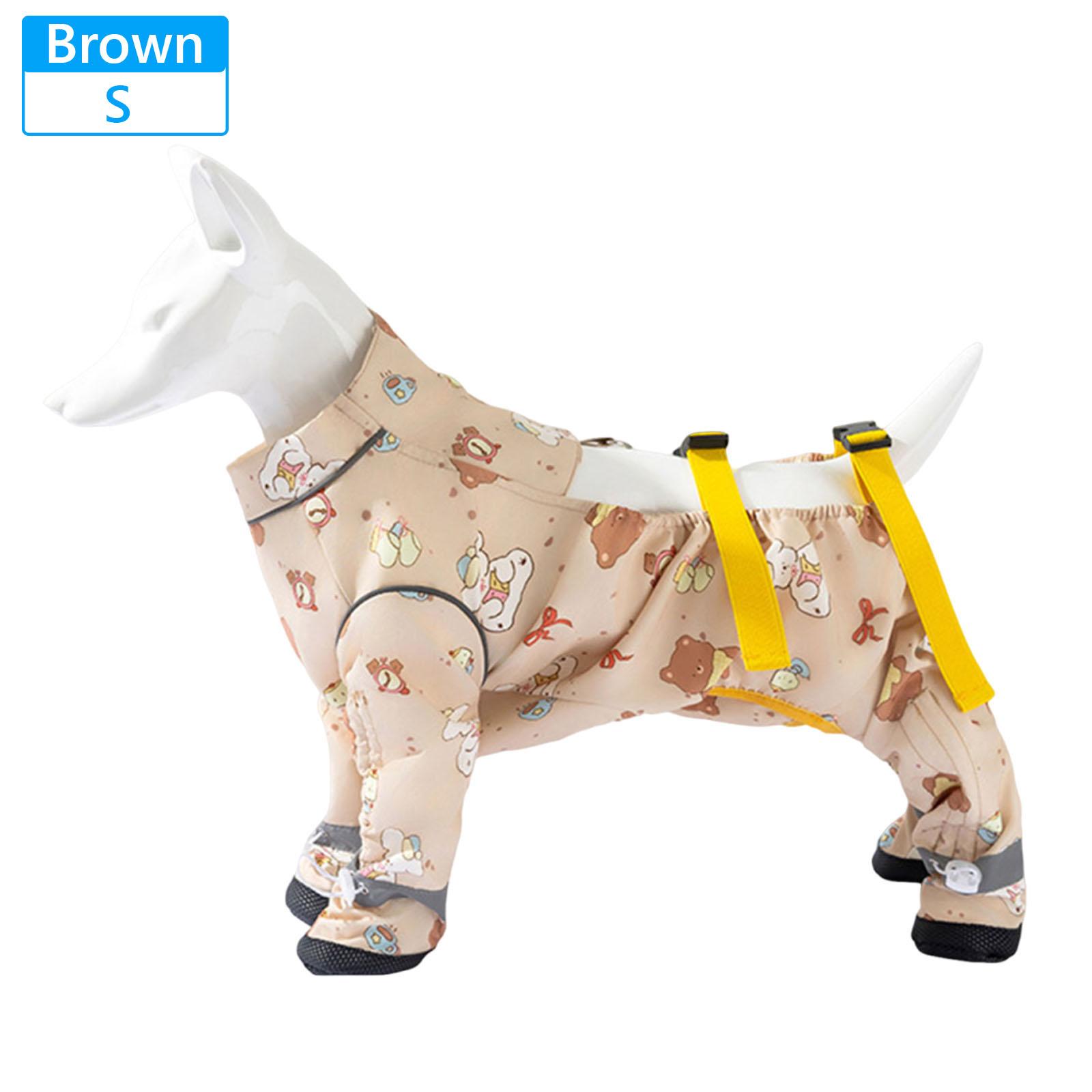 

Pet Anti Dust Pants With Footed Adjustable Suspender Pant Waterproof Full-Coverage Belly Pet Clothing for Small To Medium Dogs S коричневый