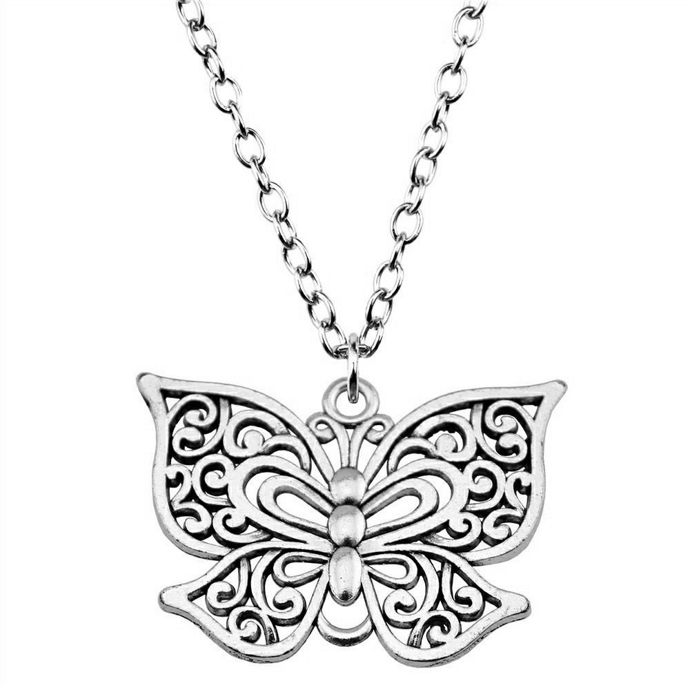 Openwork Dragonfly Pendant Necklace Insect Nature Boho Jewelry 45cm or 70cm long chain