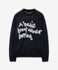 BLOND9 Slogan Round Knit Sweater_Navy (Type B)