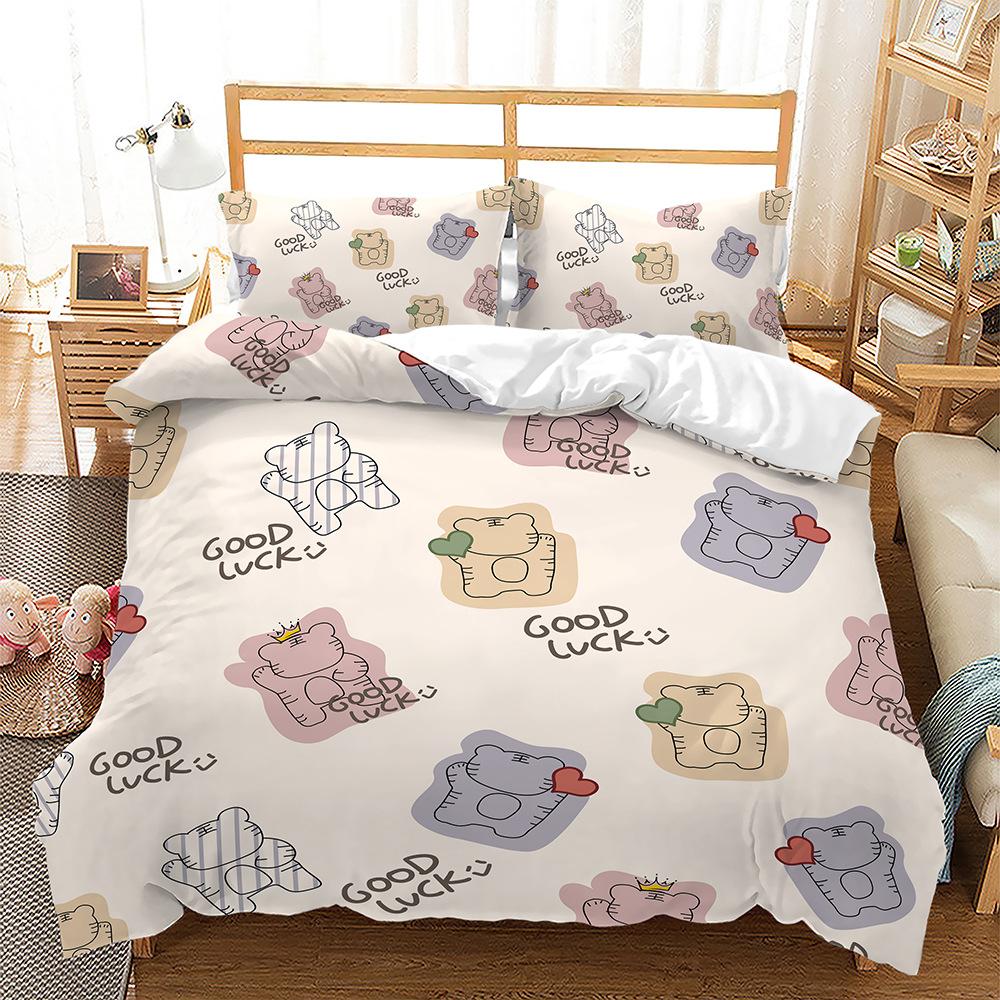 Tier-Thema Bettbezug-Set Quallen Meerjungfrau Cartoon-Muster Kawaii Bettwäscheset King Twin Full Size Polyester Bettdeckenbezug