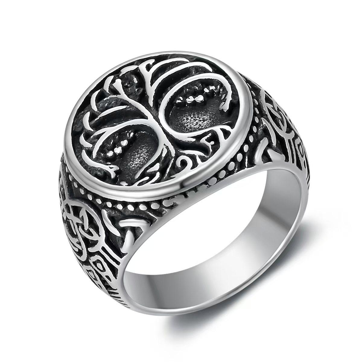 

Viking Tree of Life Personality Stainless Steel Men s Rings Punk Hip Hop Fashion Accessories No. 14