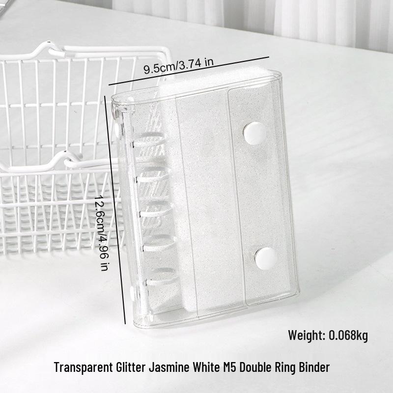 M5 Transparent Double Buckle Binder with Pocket - A6/A7/A8 Planner, Portable Detachable Notebook