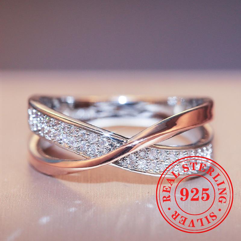 

Модные двухцветные кольца-кресты из стерлингового серебра 925 пробы от Huitan для женщин из розового золота и блестящих фианитов, оригинальные подвески для вечеринок 10