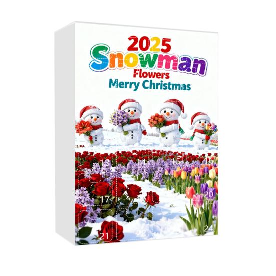 2025 Snowman Advent Calendar for Kids 24-Day Christmas Countdown Box with Acrylic Ornaments Multifunctional Holiday Decoration