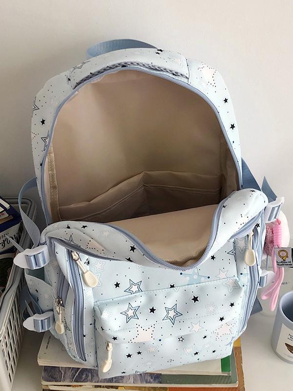 Japanese & Korean Style Backpack for Middle School Girls – Trendy Star Design, Ideal for School & Outings