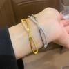 18K Gold Plated Zircon Bamboo Buckle Bangle - New Chinese Tide Exquisite Bracelet, High-End Niche Jewelry.