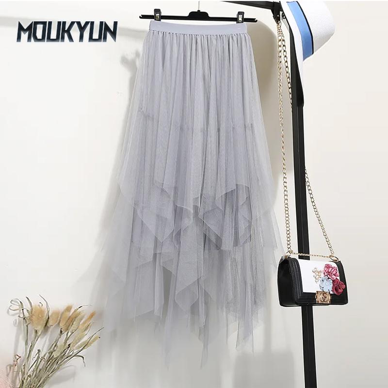 

Спідниці з тюлю з еластичною талією. Жіноча модна спідниця-пачка з високою талією. XL сірий