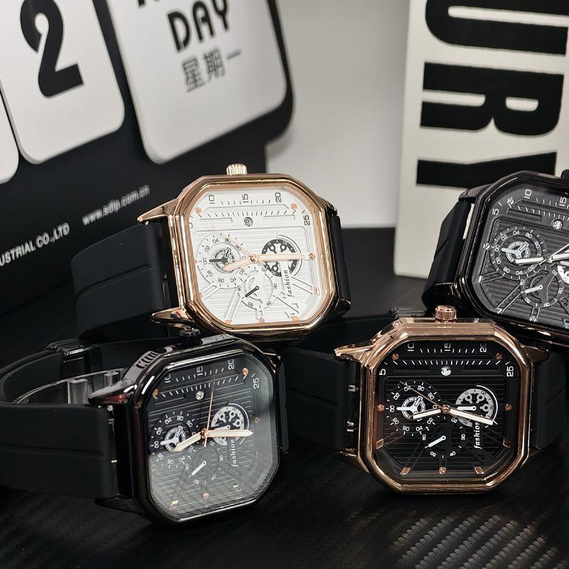 Watch Men'S Fashion Luminous Calendar Men'S Watch Silicone Belt Magnetic Buckle Square High Value Quartz Watch