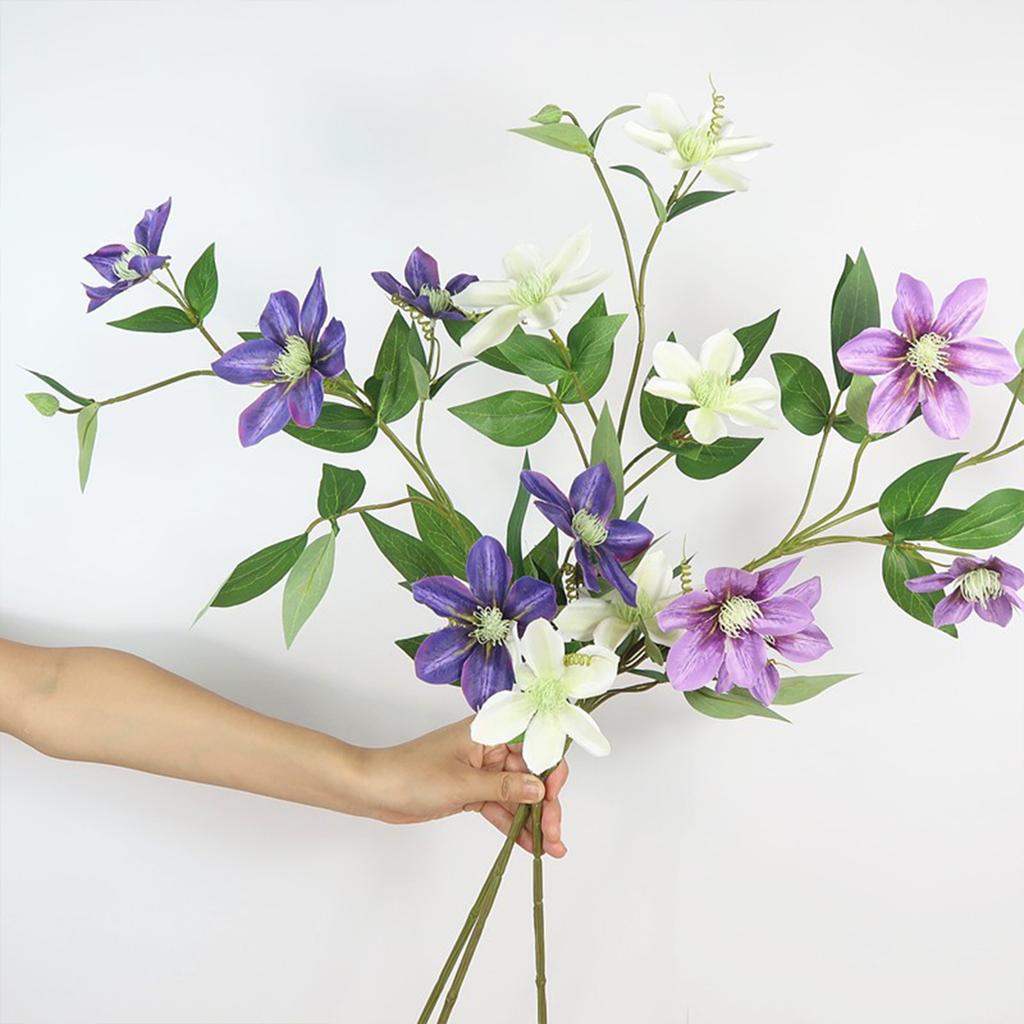 Künstliche Blume Europäische Simulation Clematis 5 Köpfe Kunstblume für Hochzeitssträuße