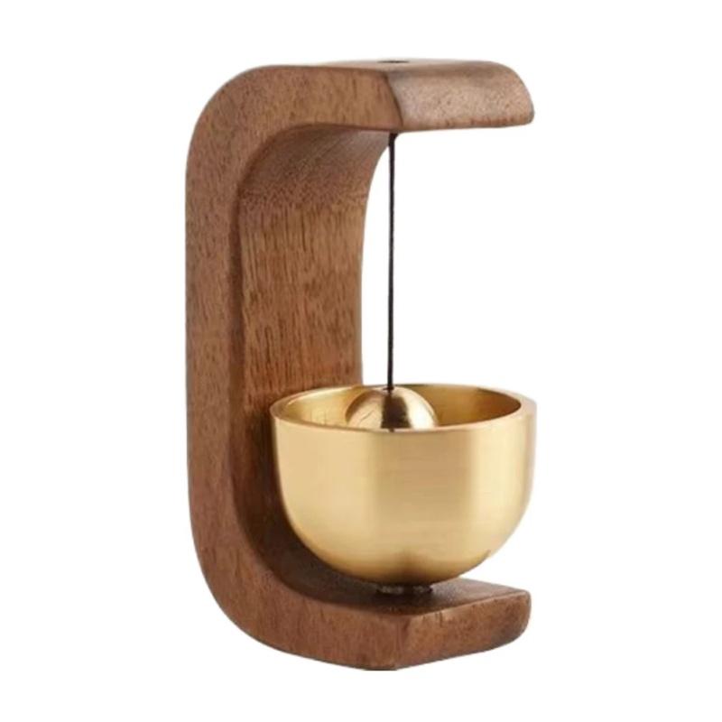 Wooden Doorbell Magnetic Wind-bell Cafe Entrance Reminder Walnut Door Bell Simple Wind Chime Home Office Door Wall Desk Decor