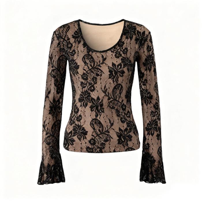 Chic Korean Lace Base Layer Top - Autumn/Winter Sexy & Elegant Temperament