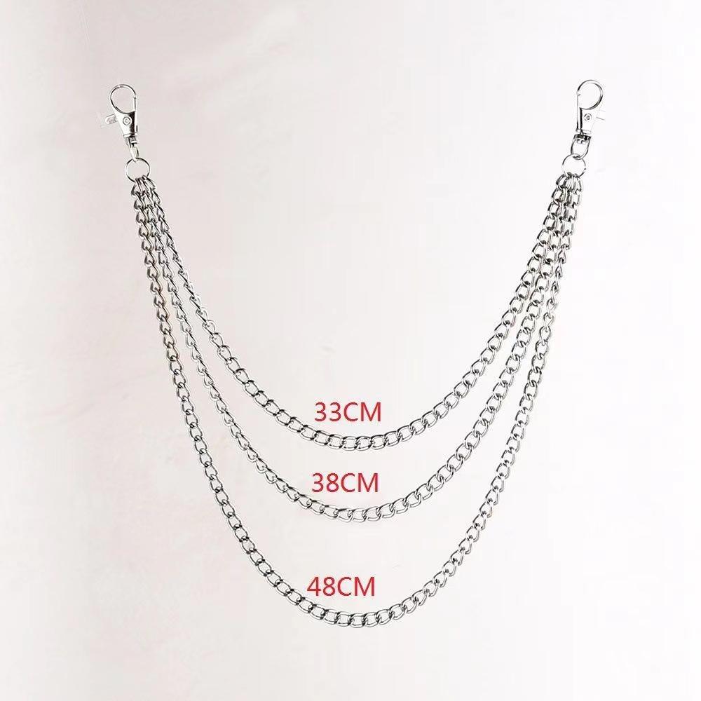 Chaîne pour Jean Accessoires Punk Métal Pendentif Polyvalent Multicouche Hip-Hop Chaîne de Taille Chaîne de Pantalon Porte-clés white
