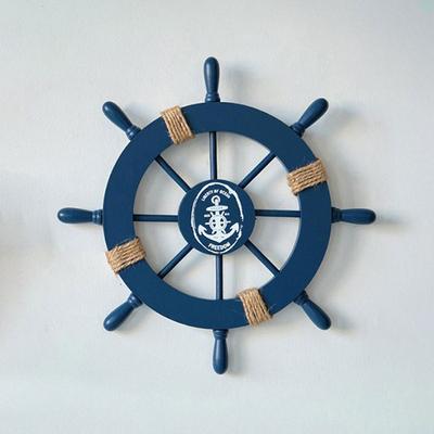 Ξύλινο Πηδάλιο / Άγκυρα Πλοίου Μεσογειακού Στυλ Διακοσμητικό Κρεμαστό - Διακόσμηση Τοίχου Δωματίου με Θέμα τον Ωκεανό Αξεσουάρ Φωτογραφικού Τοίχου