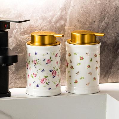 320ml Ceramic Rose Lotion Bottle Bathroom Hand Sanitizer Shampoo Makeup Remover Water Foam Bottle Bathroom Soap Liquid Container