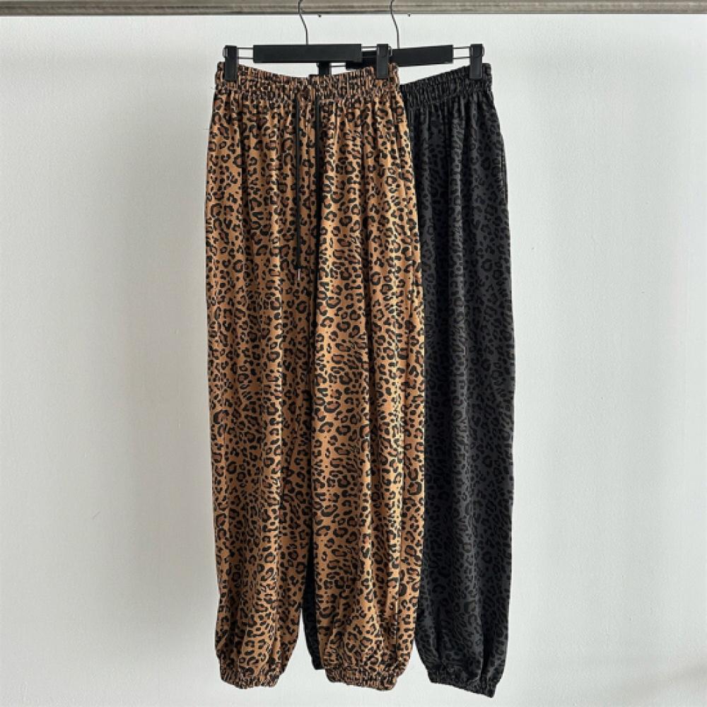New Arrivals Open Run Women Leopard Big Size Jogger Wide Banding Autumn Pants