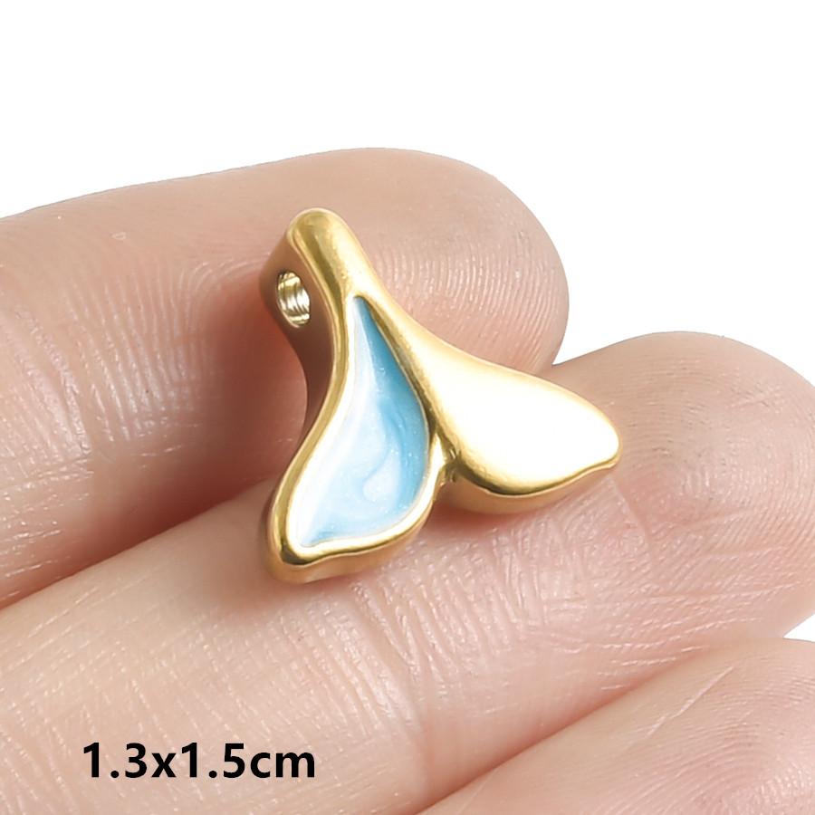 6pcs Enamel Marine Animal Starfish Fish Tail Sea Turtle Stainless Steel Charms For Jewelry Making Bulk Handmade Keychain Pendant