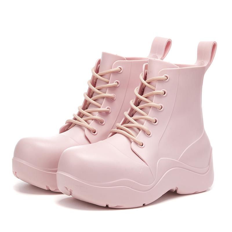 

Женские дождевые сапоги японского и корейского производства с толстой подошвой, усиленные нескользящие, водонепроницаемые, модные, средние, на шнуровке, резиновые сапоги 40-41