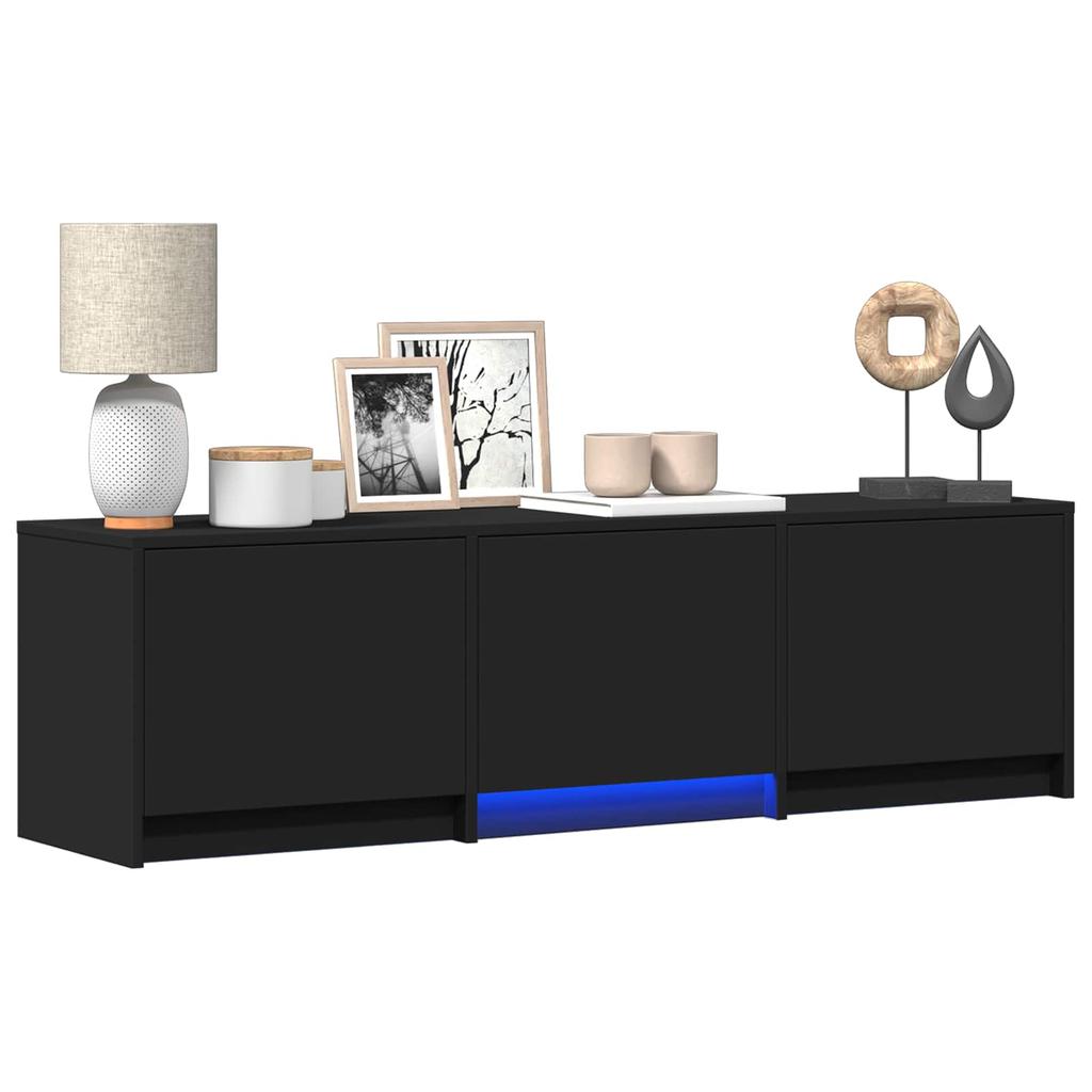 TV Stand with LED Lighting Black 140 X 34 X 40 Cm Particleboard