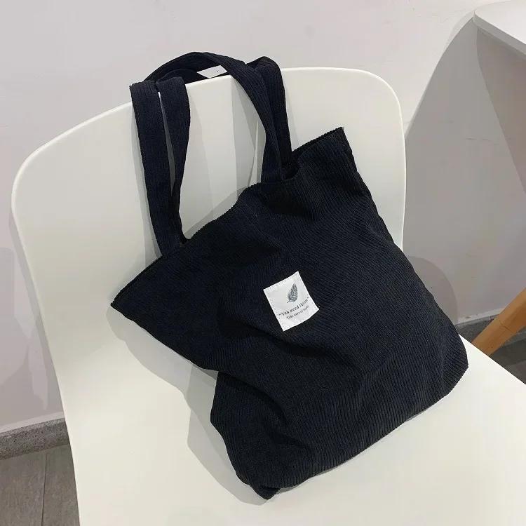 Sac à main en velours côtelé pour femmes, sacs à bandoulière, doux, couleur unie, rangement, réutilisable, grande capacité, sac fourre-tout