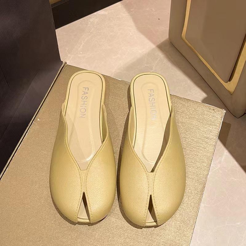 Fashion Baotou Half Slippers 2025 New Korean Edition Women's Summer Outerwear Bow Fashion Cool Trawl Red Versatile Fashion Flat Bottom