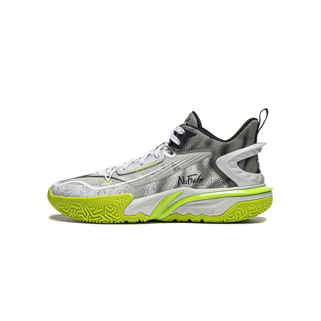 Li Ning Kids Synthetic Leather Logo Color Block Printed Rebound Wear-Resistant Low-Top Basketball Shoes Kids basketball shoes Gray YKBU068-9