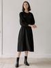 AVANT-G Waist Strap Volume Sleeve Dress - Black