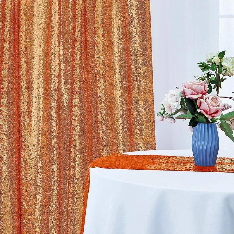 1PC Pink Sequin Backdrop Curtains 2FTx8FT for Wedding Decoration Baby Shower Christmas Halloween Birthday Party Background Drape